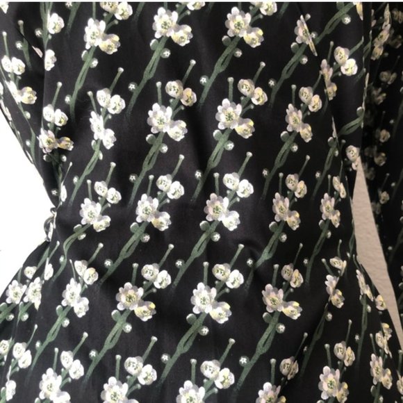 Brooks Brothers Zac Posen Snow Blossom Print Cotton Sateen Wrap Dress 🌼 - Picture 7 of 9